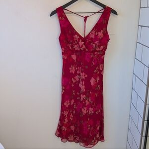 VTG Women's 90s Y2K Alyn Paige Made in USA Red Floral Chiffon Babydoll Dress 3/4
